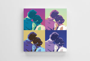 Custom pop art warhol style digital wedding portrait printed on a canvas